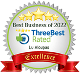 Logo Recognizing ALOUPAS LAW, PLLC's affiliation with Best Business of 2022 Three Best Rated